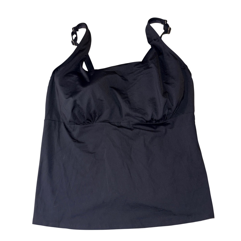 Lands' End Tankini Top 18W DD Black Adjustable Strap Built-in Bra Swimwear